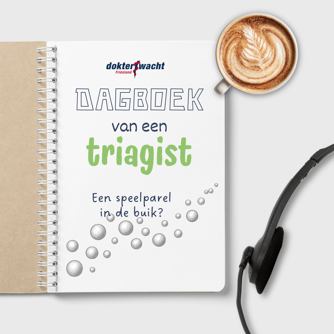 dagboek met een kop koffie, bubbels en een headset